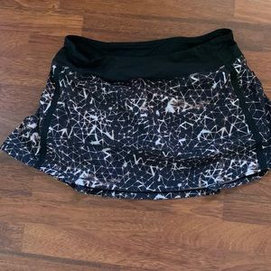 Lululemon skort in good condition! Black with abstract pattern